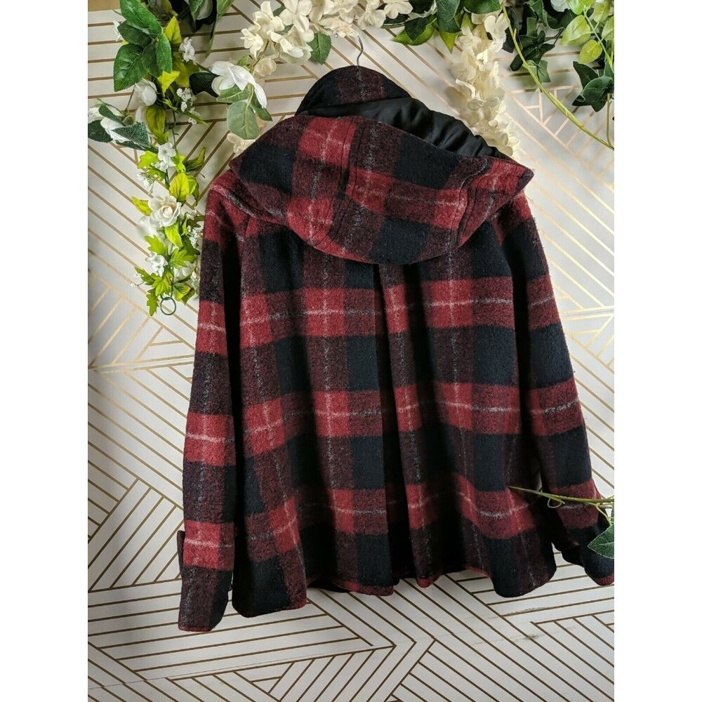 Zara Basic Plaid Jacket Coat Wool Size Small Blue… - image 8